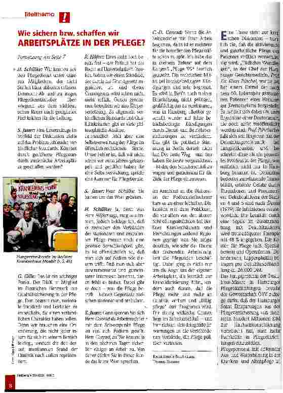 Vorschauseite 5: Wie sichern bzw. schaffen wir Arbeitsplätze in der Pflege? Diskussionsforum von Heilberufe + Pflege aktuell