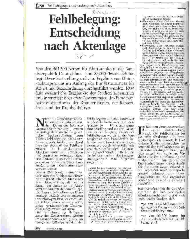 Vorschauseite 1: Fehlbelegung: Entscheidung nach Aktenlage