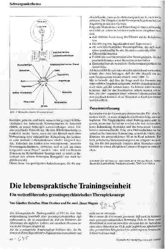 Vorschauseite 1: Die lebenspraktische Trainingseinheit Ein weiterführendes gerontopsychiatisches Therapiekonzept