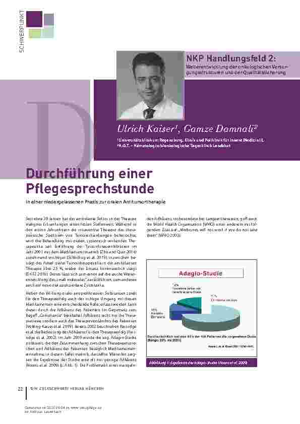 Vorschauseite 1: Durchführung einer Pflegesprechstunde in einer niedergelassenen Praxis zur oralen Antitumortherapie