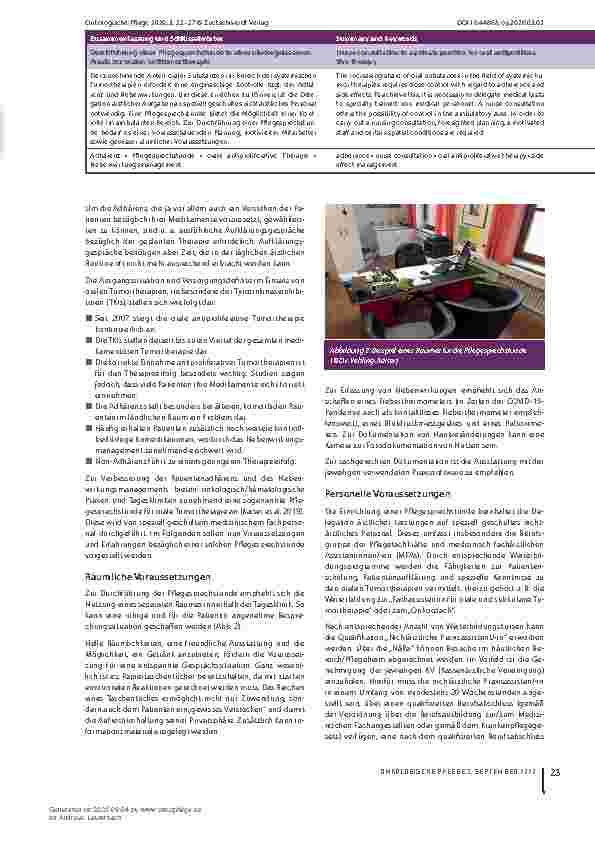 Vorschauseite 2: Durchführung einer Pflegesprechstunde in einer niedergelassenen Praxis zur oralen Antitumortherapie