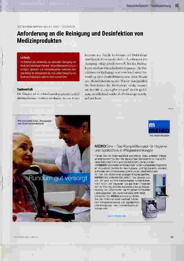 Vorschauseite 1: Anforderung an die Reinigung und Desinfektion von Medizinprodukten