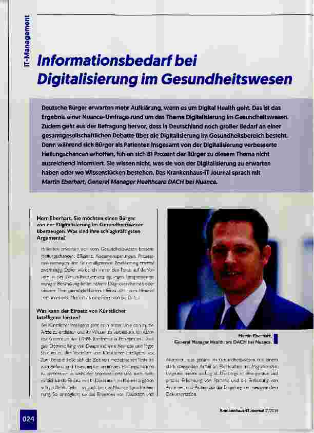 Vorschauseite 1: Informationsbedarf bei Digitalisierung im Gesundheitswesen