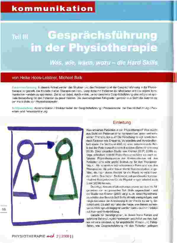 Vorschauseite 1: Teil III Gesprächsführung in der Physiotherapie