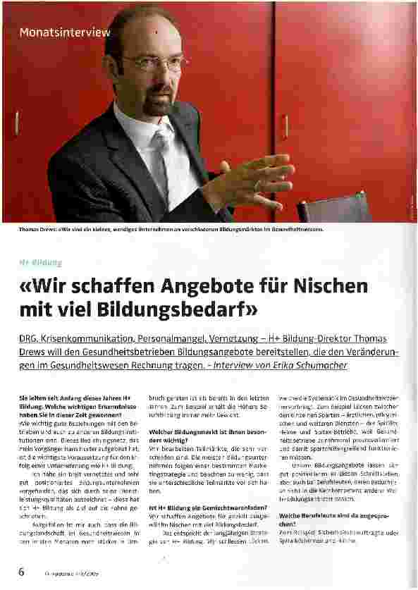 Vorschauseite 1: Wir schaffen Angebote für Nischen mit viel Bildungsbedarf
