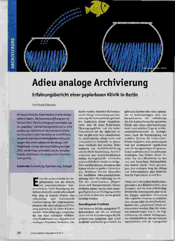 Vorschauseite 1: Adieu analoge Archivierung