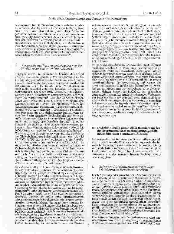 Vorschauseite 4: Neue Rechtsprechung zum Schutz vor Benachteiligungen wegen einer Behinderung
