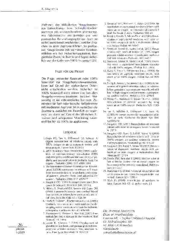 Vorschauseite 2: NEUGEBORENENREANIMATION MIT 21 % UND NICHT 100 % SAUERSTOFF?