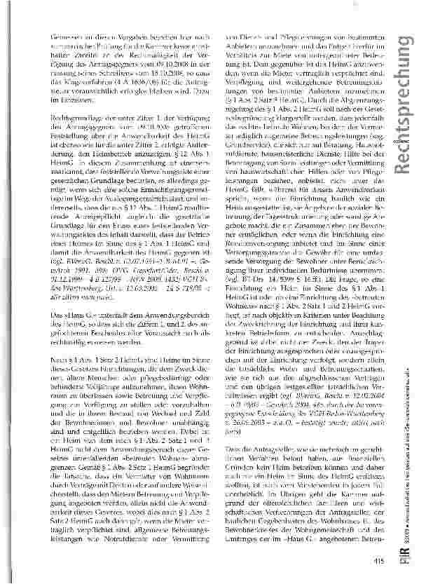 Vorschauseite 3: Anwendbarkeit des Heimgesetzes auf eine »Seniorenwohngemeinschaft«