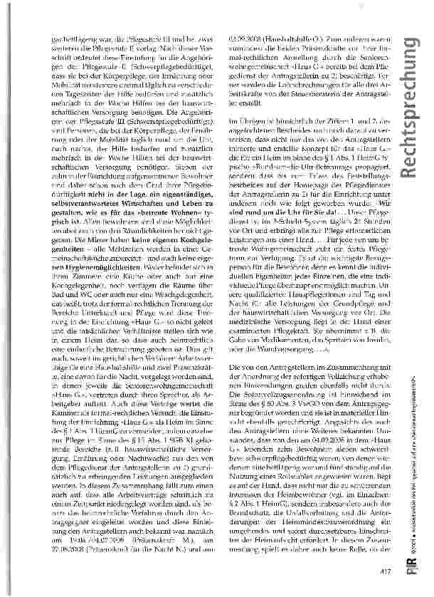 Vorschauseite 5: Anwendbarkeit des Heimgesetzes auf eine »Seniorenwohngemeinschaft«