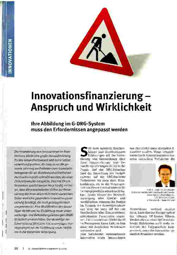 Vorschauseite 1: Innovationsfinanzierung-Anspruch und Wirklichkeit
