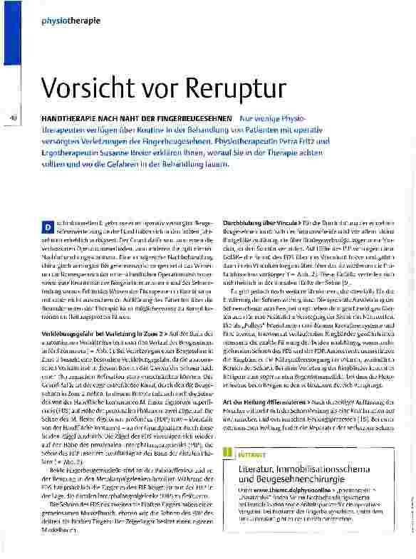 Vorschauseite 1: Vorsicht vor Reruptur