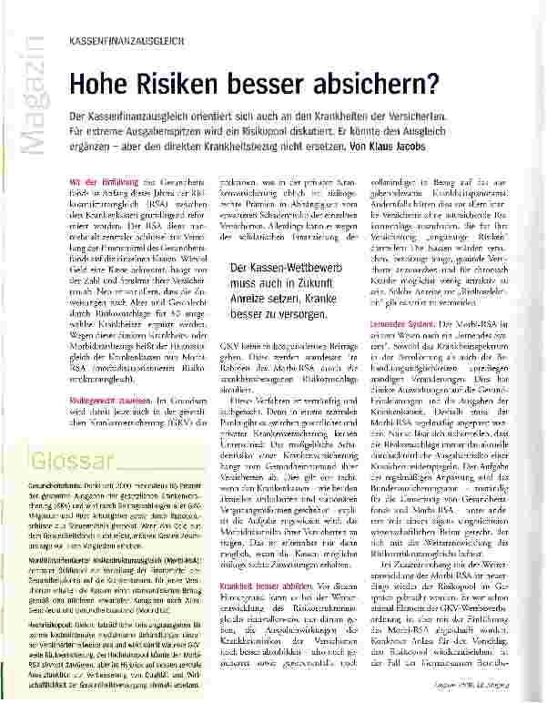 Vorschauseite 1: Hohe Risiken besser absichern?