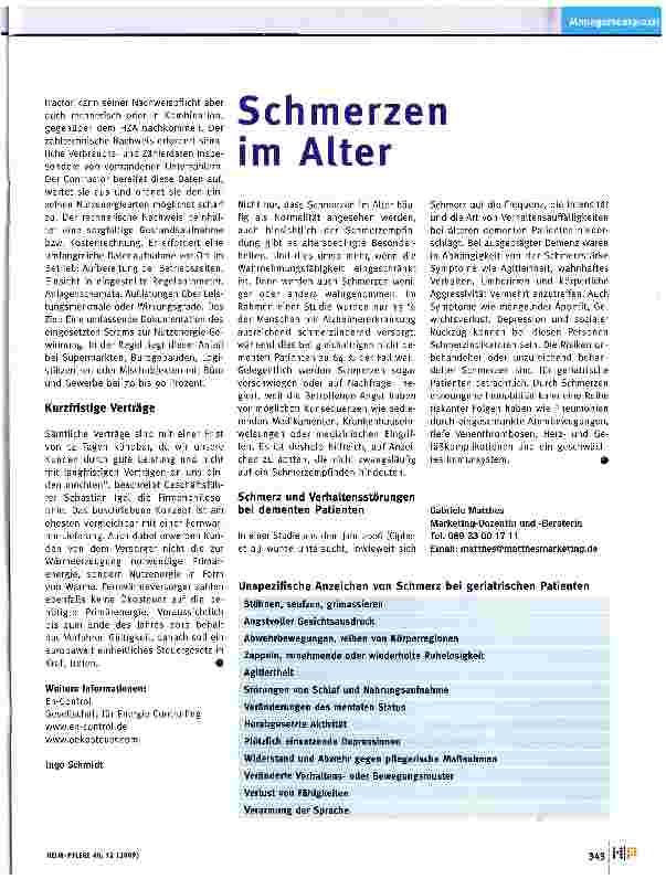 Vorschauseite 1: Schmerzen im Alter