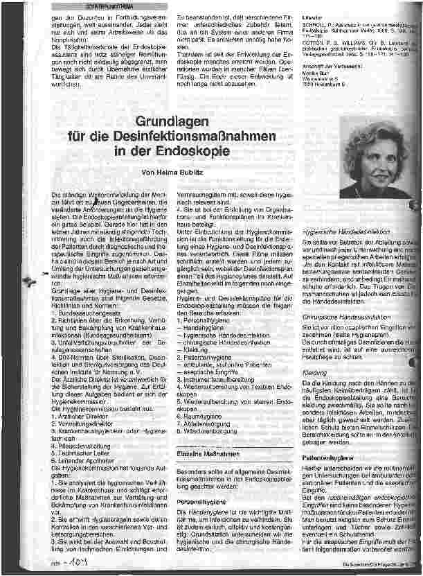 Vorschauseite 1: Grundlagen für die Desinfektionsmaßnahmen in der Endoskopie