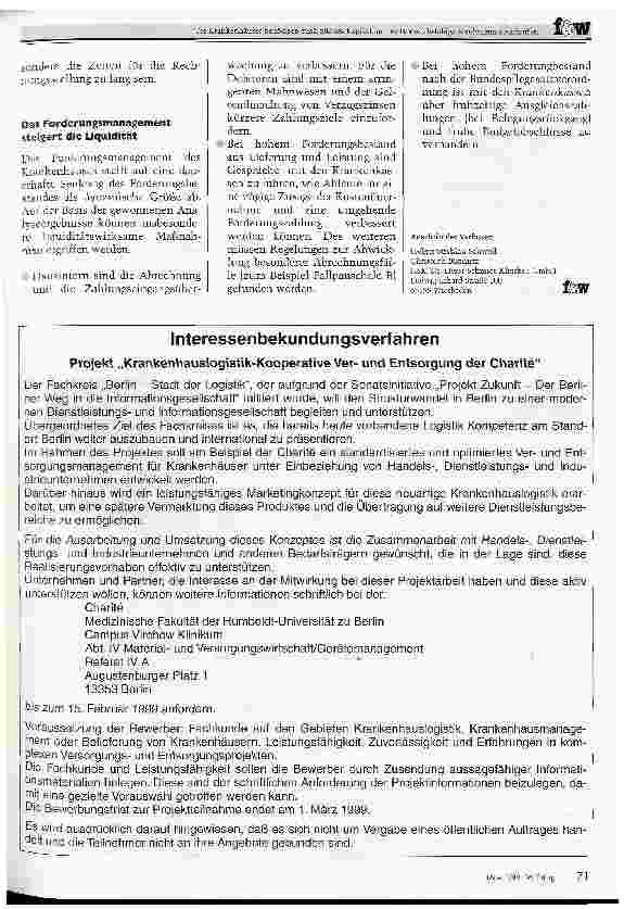 Vorschauseite 4: Die Krankenhäuser benötigen zusätzliches Kapital, um wettbewerbsfähige Strukturen zu schaffen