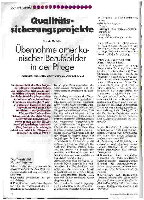 Vorschauseite 1: Übernahme amerikanischer Berufsbilder in der Pflege