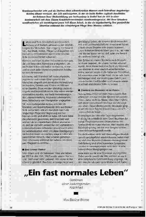 Vorschauseite 1: Ein fast normales Leben Stationen einer todbringenden Krankheit
