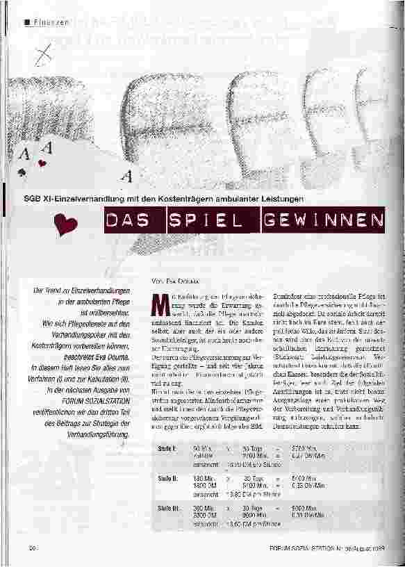 Vorschauseite 1: Das Spiel gewinnen SGB XI-Einzelverhandlung mit den Kostenträgern ambulanter Leistungen