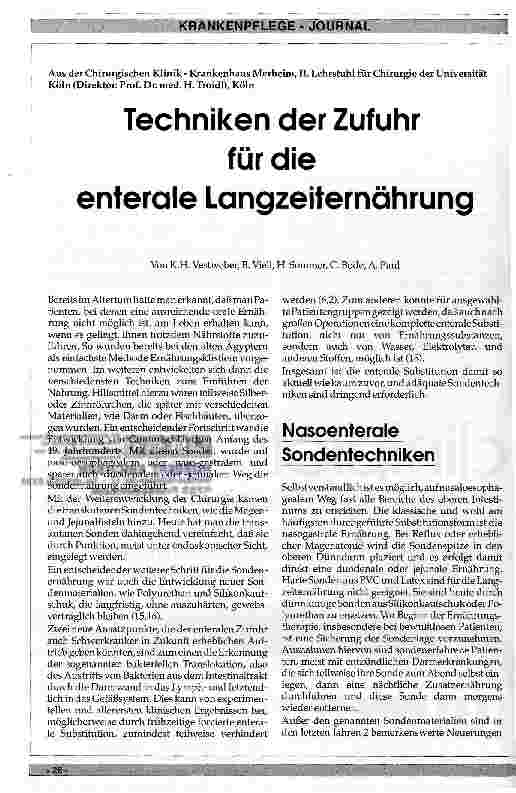Vorschauseite 1: Techniken der Zufuhr für die enterale Langzeiternährung