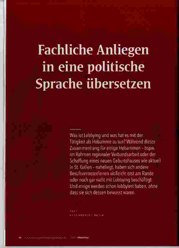Vorschauseite 1: Fachliche Anliegen in eine politische Sprache übersetzen