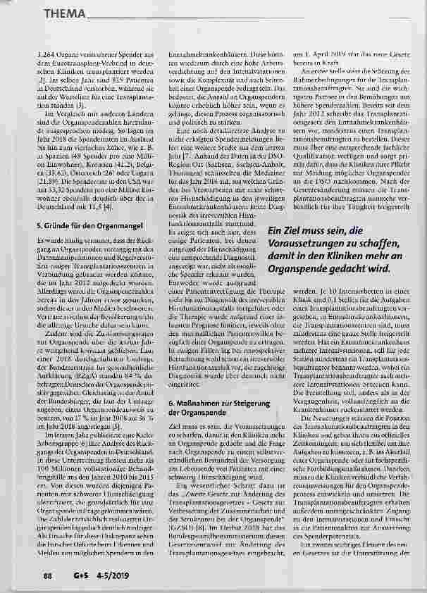 Vorschauseite 5: Organspende in Deutschland braucht eine höhere Wertschätzung