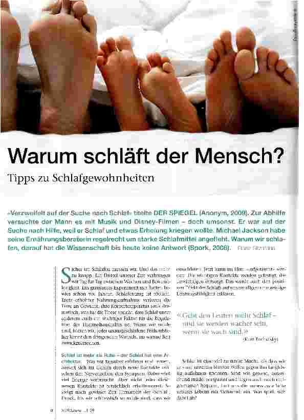 Vorschauseite 1: Warum schläft der Mensch? Tipps zu Schlafgewohnheiten