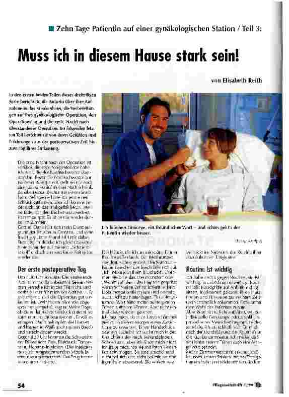 Vorschauseite 1: Zehn Tage Patientin auf einer gynäkologischen Station/ Teil 3: Muß ich in diesem Hause stark sein!