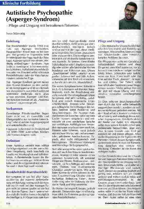 Vorschauseite 1: Autistische Psychopathie (Asperger-Syndrom) - Pflege und Umgang mit betroffenen Patienten