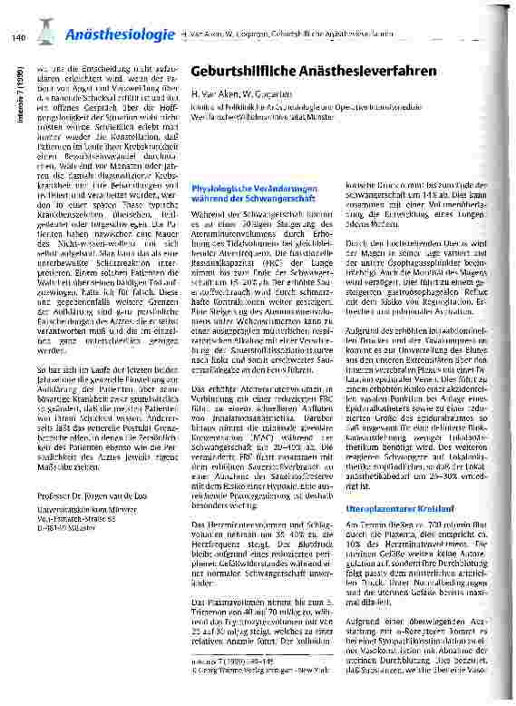Vorschauseite 1: Geburtshilfliche Anästhesieverfahren