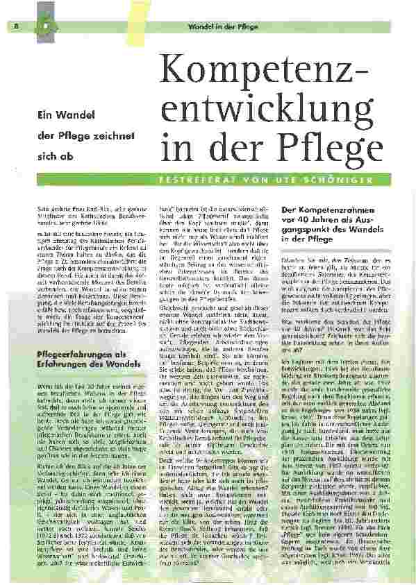 Vorschauseite 1: Kompetenz-entwicklung in der Pflege