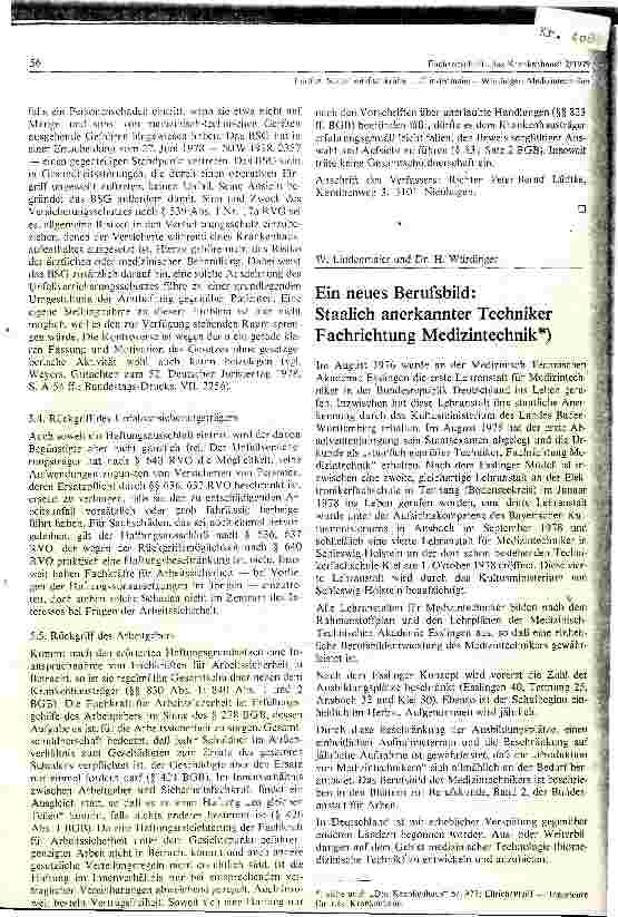 Vorschauseite 1: Neues Berufsbild - Staatlich anerkannter Techniker Fachrichtung Medizintechnik