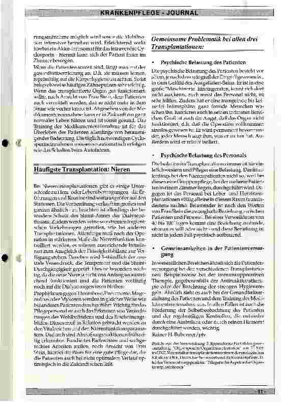 Vorschauseite 3: Pflegerische Aspekte der Organtransplantation