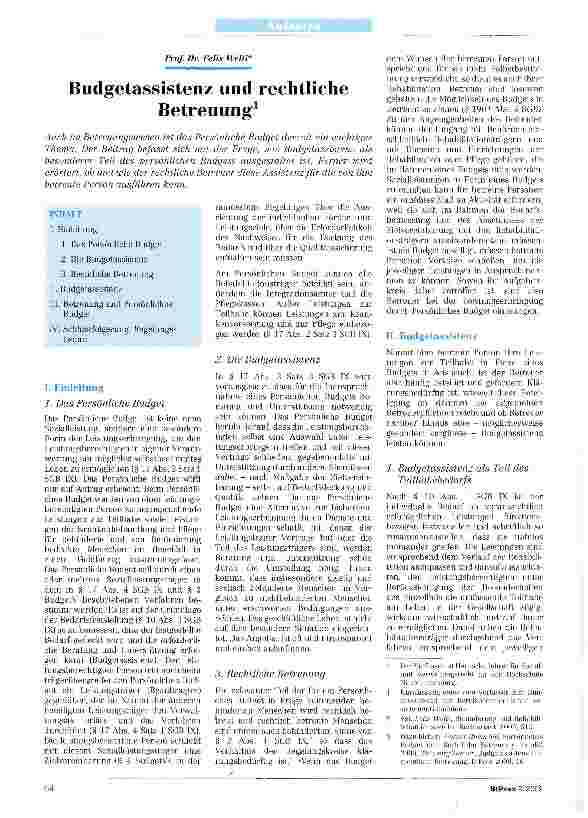 Vorschauseite 1: Budgetassistenz und rechtliche Betreuung