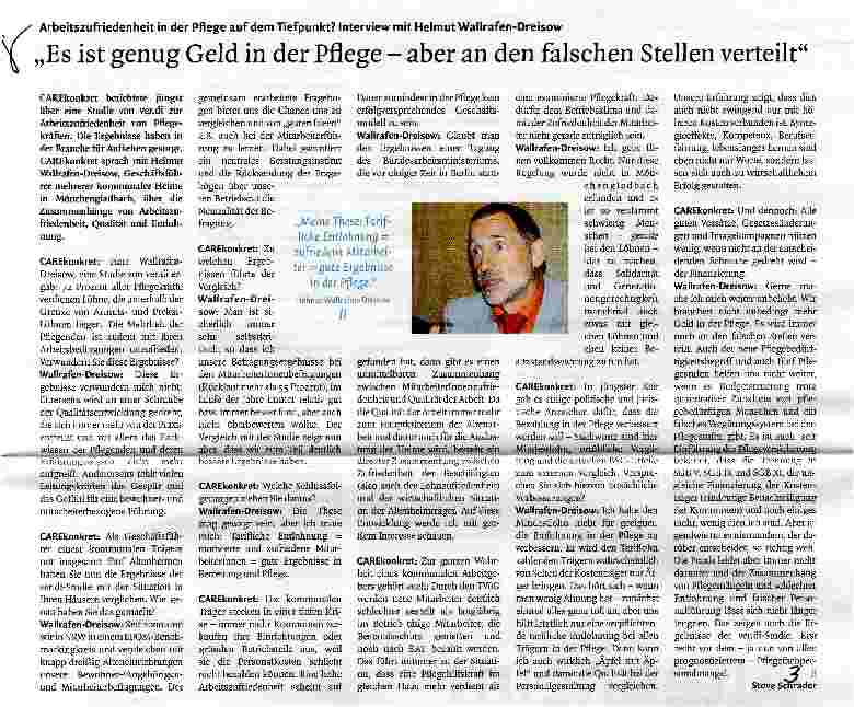 Vorschauseite 1: „Es ist genug Geld in der Pflege - aber an den falschen Stellen verteilt
