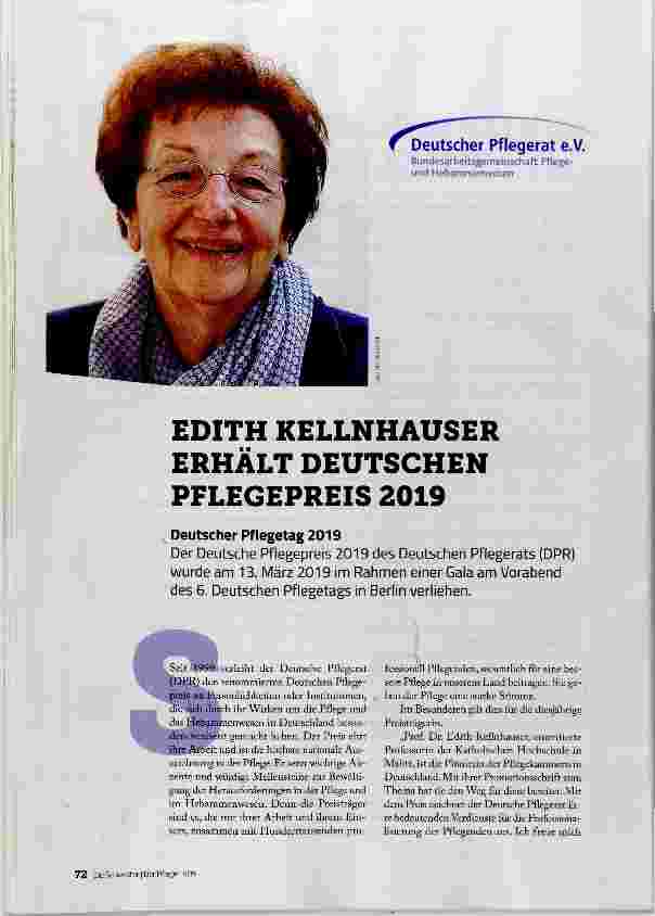Vorschauseite 1: EDITH KELLNHAUSER ERHÄLT DEUTSCHEN PFLEGEPREIS 2019