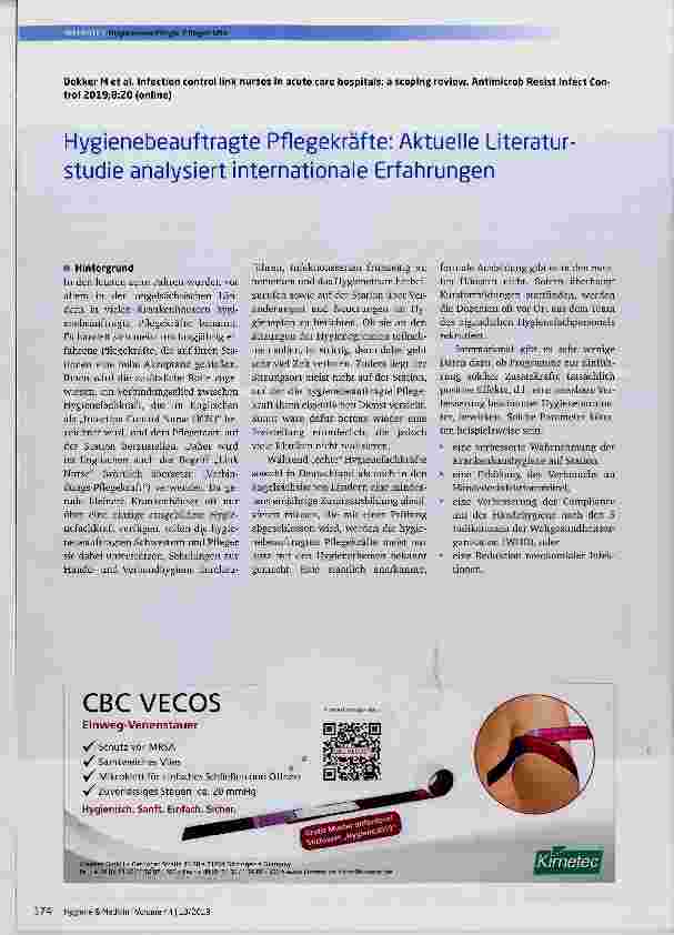 Vorschauseite 1: Hygienebeauftragte Pflegekräfte: Aktuelle Literaturstudie analysiert internationale Erfahrungen