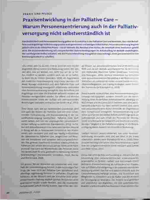 Vorschauseite 1: Praxisentwicklung in der Palliative Care - Warum Personenzentrierung auch in der Palliativversorgung nicht selbstverständlich ist