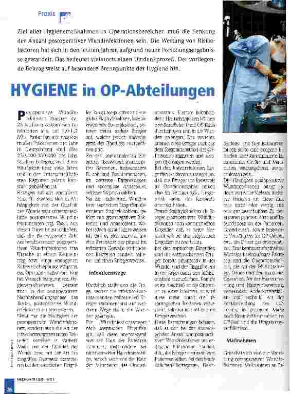 Vorschauseite 1: Hygiene in OP-Abteilungen