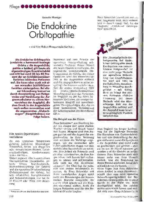 Vorschauseite 1: Die Endokrine Orbitopathie und ihre Behandlungsmöglichkeiten