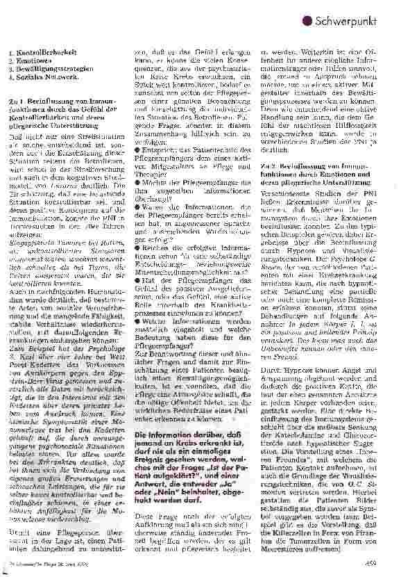 Vorschauseite 3: Psychoneuroimmunologie Neue Erkenntnisse für den pflegerischen Umgang mit onkologischen Patienten