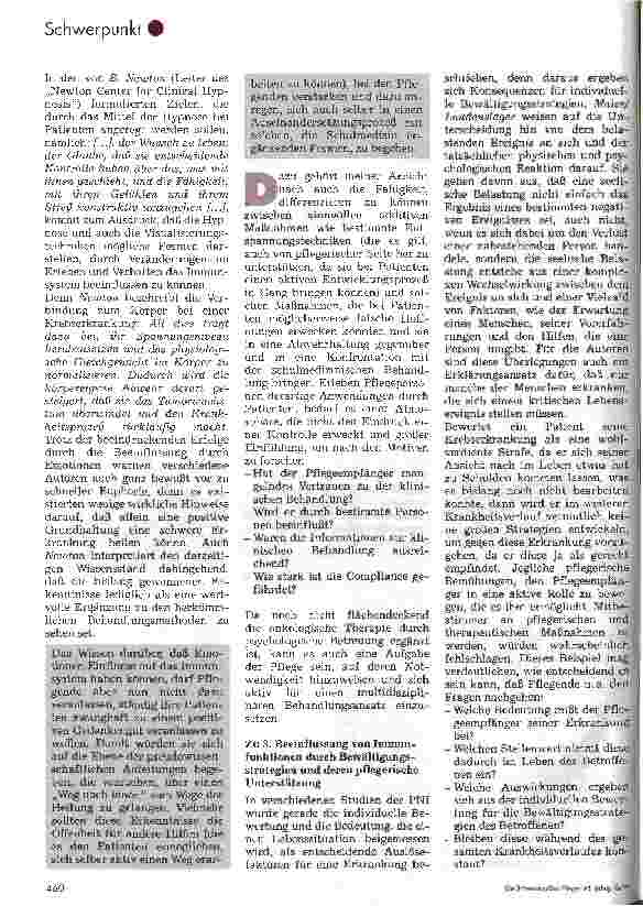 Vorschauseite 4: Psychoneuroimmunologie Neue Erkenntnisse für den pflegerischen Umgang mit onkologischen Patienten