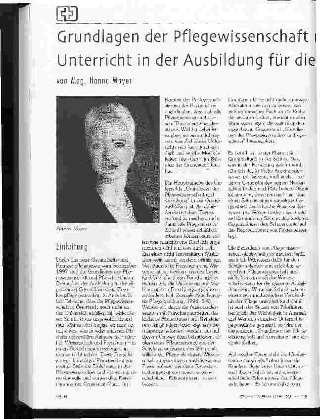 Vorschauseite 1: Grundlagen der Pflegewissenschaft und -forschung im Unterricht in der Ausbildung für die allg. Gesundheitsund Krankenpflege