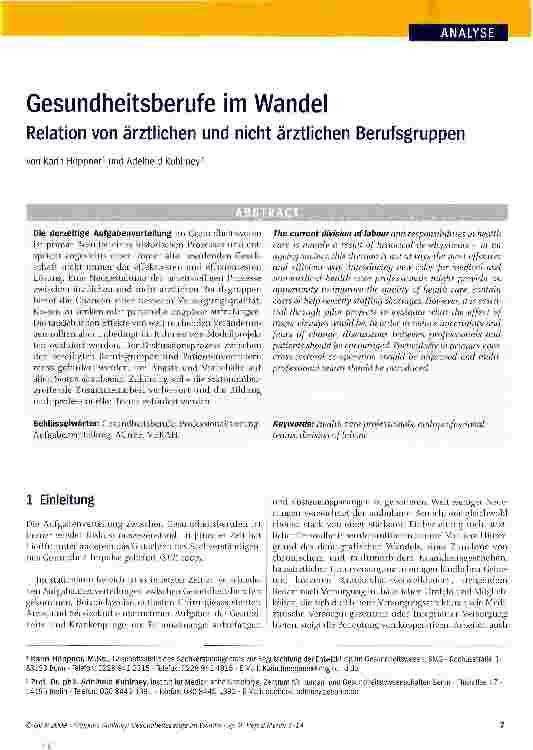 Vorschauseite 1: Gesundheitsberufe im Wandel