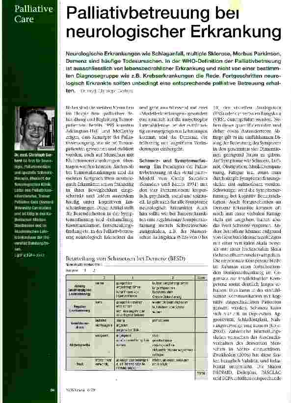Vorschauseite 1: Palliativbetreuung bei neurologischer Erkrankung