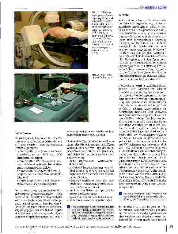 Vorschauseite 2: Vertebroplastie und Kyphoplastie bei osteoporotischen Wirbelkörperfrakturen: Indikationen, Technik, Ergebnisse und Komplikationen