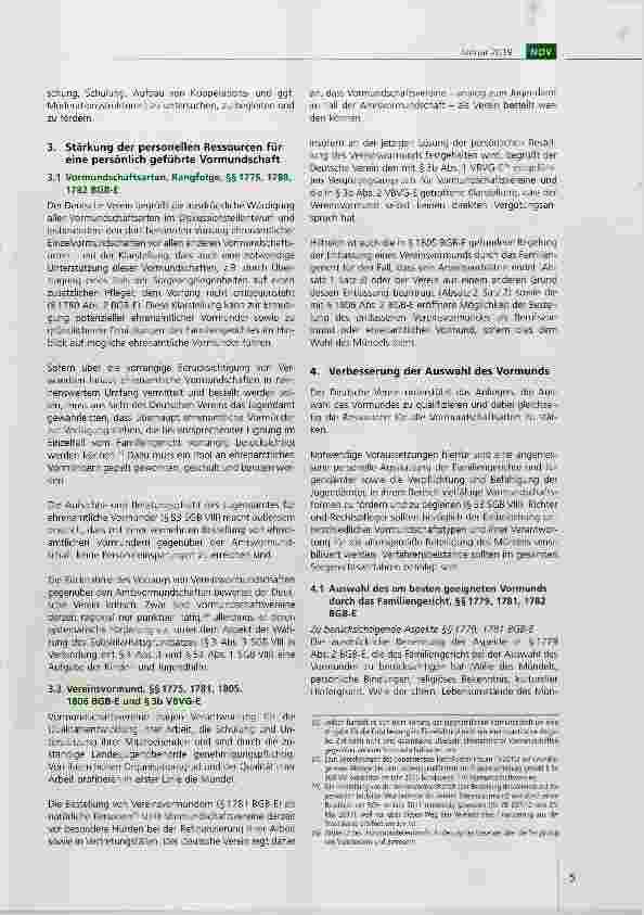 Vorschauseite 5: Stellungnahme des Deutschen Vereins zum Entwurf eines Gesetzes zur Reform des Vormundschaftsrechts (2. Diskussionsteilentwurf des Bundesministeriums der Justiz und für Verbraucher…