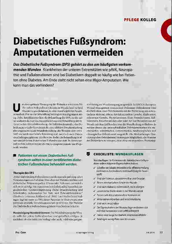Vorschauseite 1: Diabetisches Fußsyndrom: Amputationen vermeiden