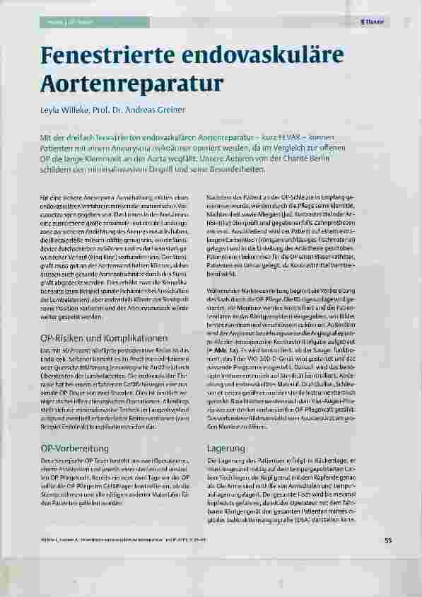 Vorschauseite 1: Fenestrierte endovaskuläre Aortenreparatur