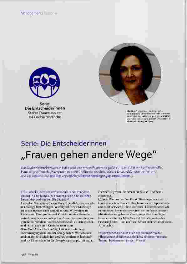 Vorschauseite 1: Serie: Die Entscheiderinnen Frauen gehen andere Wege
